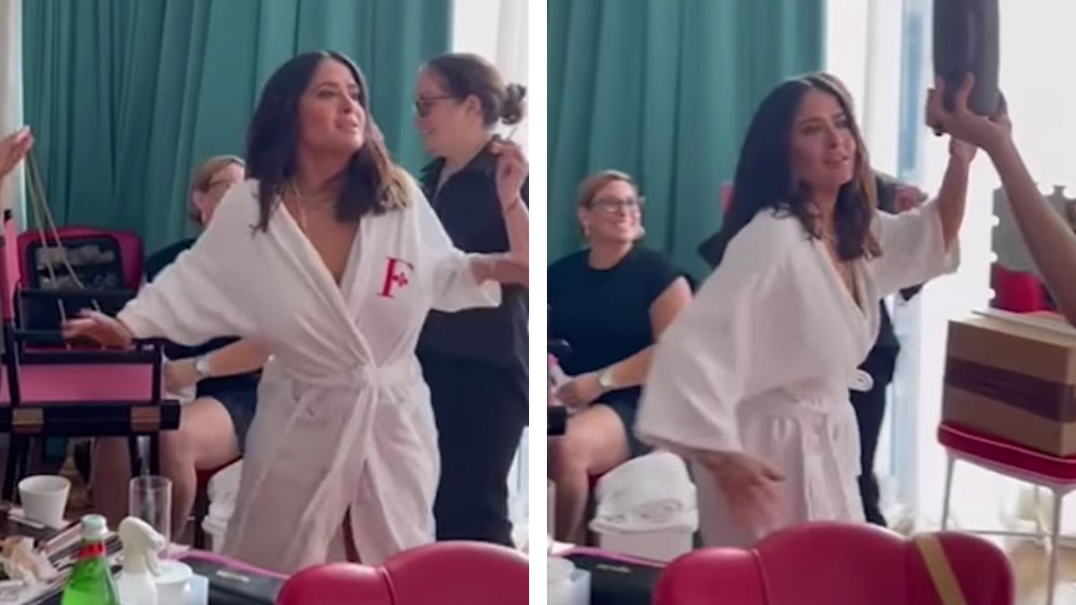 A Salma Hayek se le abrió la bata mientras bailaba y la foto dinamitó los portales.