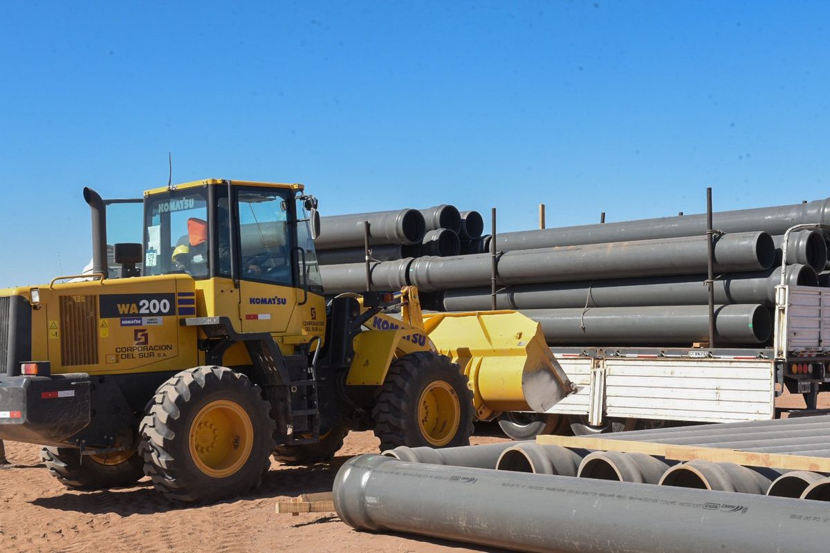 Máquinas en acción en Malargüe. 