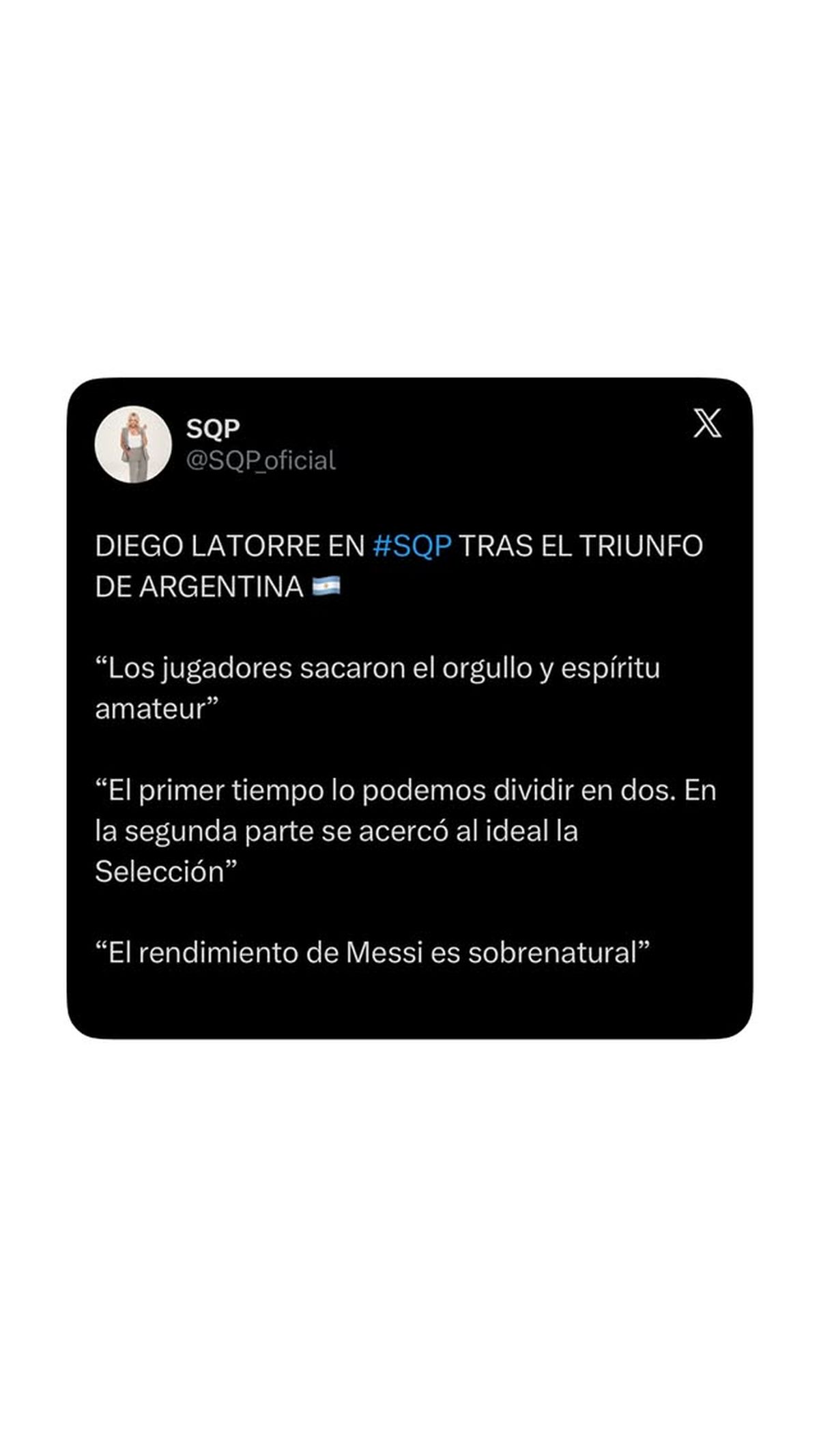 Diego Latorre habló con Yanina Latorre sobre el triunfo de Argentina. Diego Latorre habló con Yanina Latorre sobre el triunfo de Argentina.