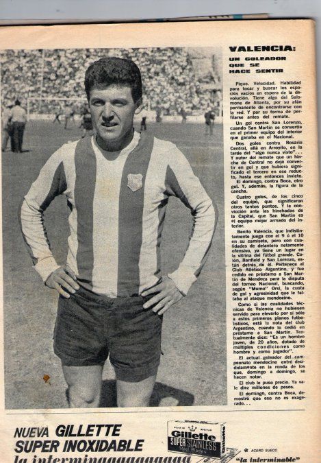 Valencia le hizo un gol a San Lorenzo el 8/10/1967. Una de las efemérides de hoy.
