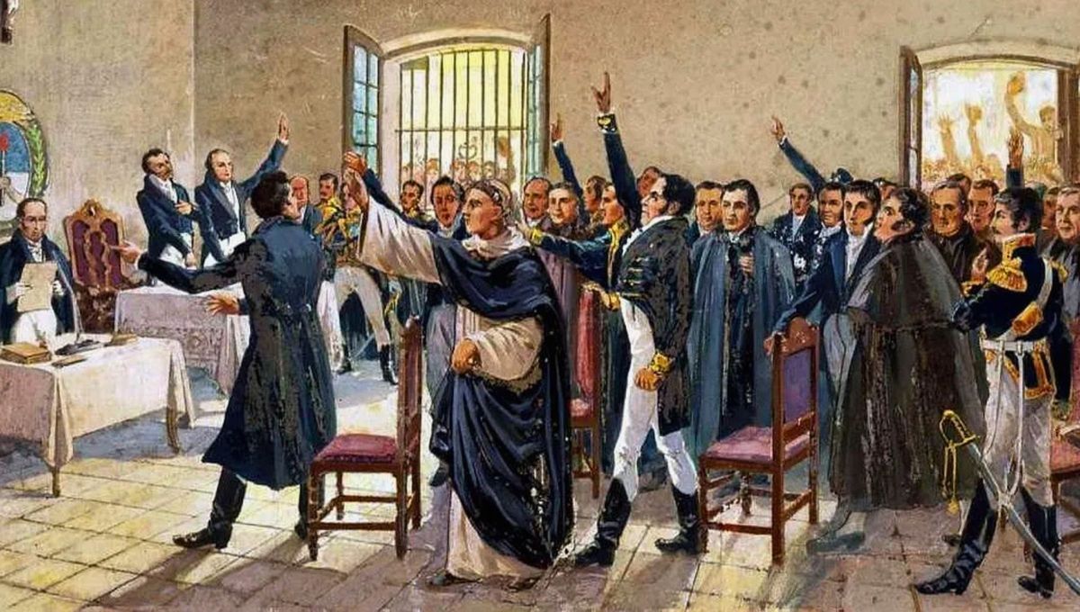 Imagen alusiva sobre el momento exacto en dónde se firmaba el acta de la Independencia. Los hombres llevaban un tipo de vestimenta que dice mucho sobre una sociedad y época histórica determinada. Imagen alusiva sobre el momento exacto en dónde se firmaba el acta de la Independencia. Los hombres llevaban un tipo de vestimenta que dice mucho sobre una sociedad y época histórica determinada.