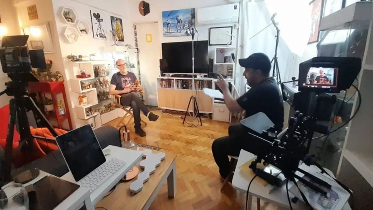 Ramiro San Honorio en pleno rdaje del documental.