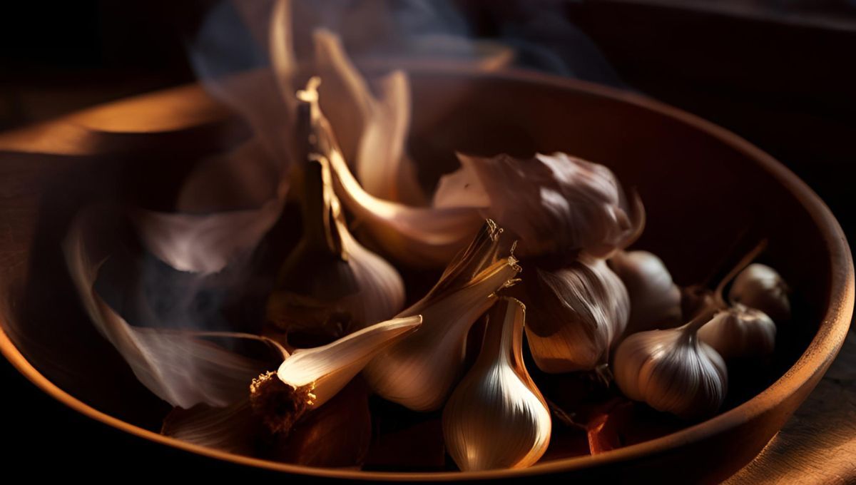 Quemar cáscaras de ajo. Quemar cáscaras de ajo.