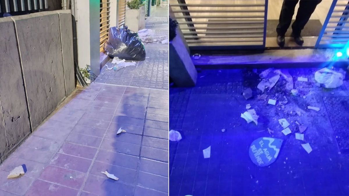 La manifestación fue hacia la puerta de Canal 9 donde provocaron destrozos y se enfrentaron a la Policía.