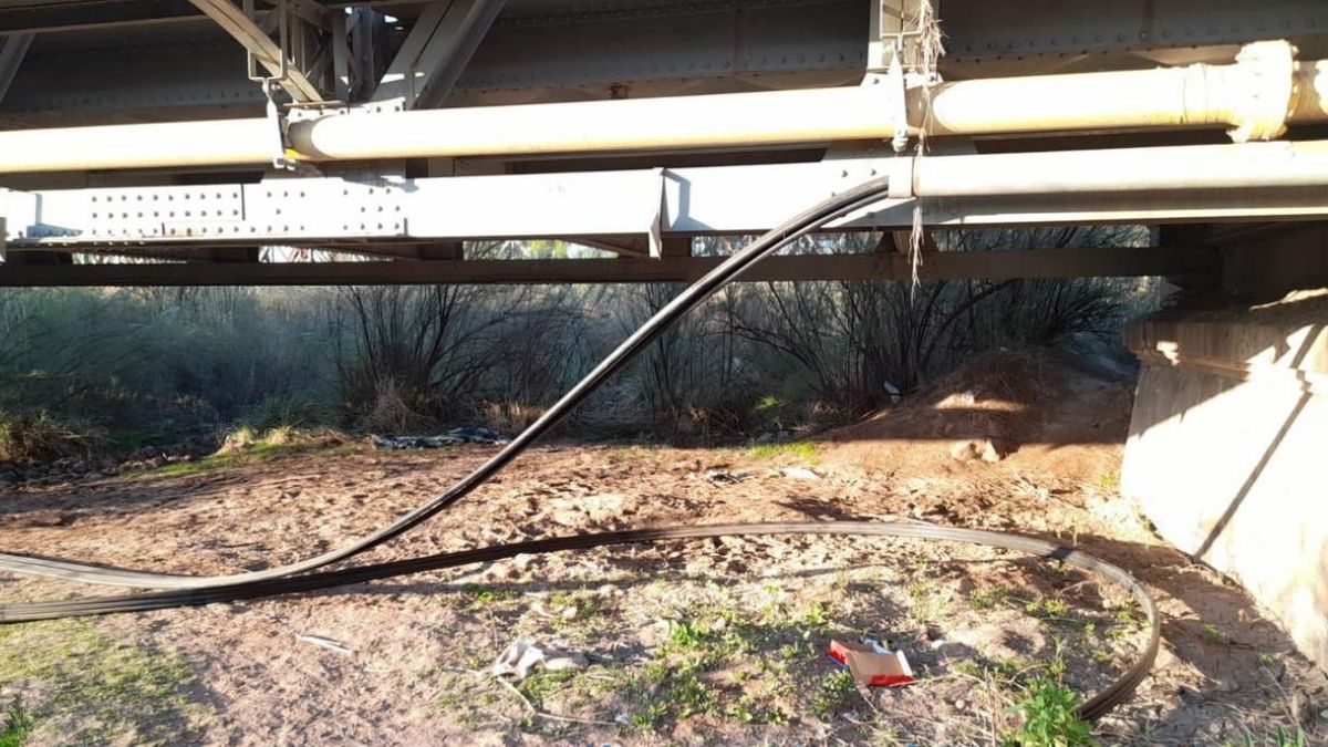 El tramo donde fueron cortados los cables, en la zona de Palmira