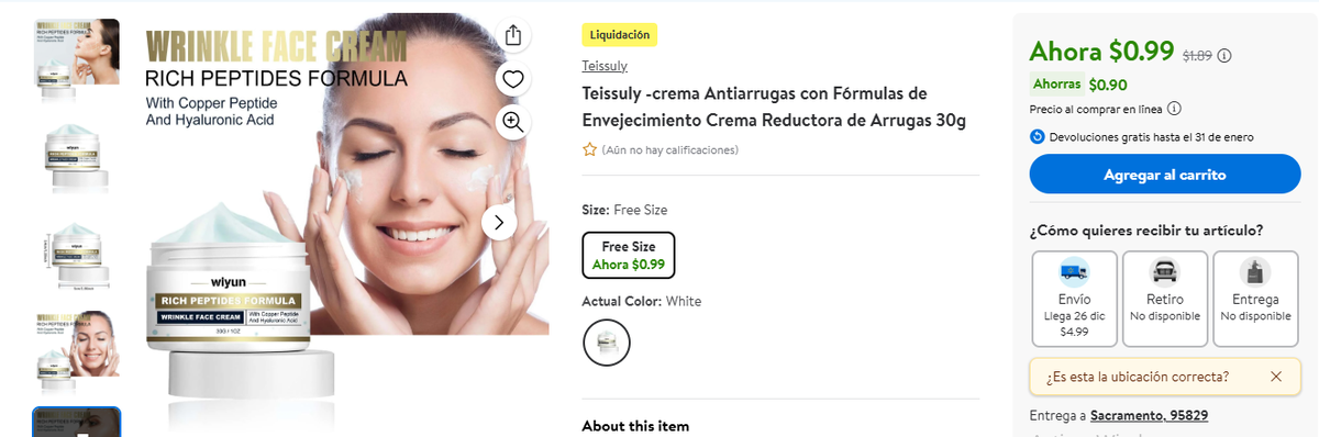 Crema antiarrugas de oferta en Walmart. Crema antiarrugas de oferta en Walmart.