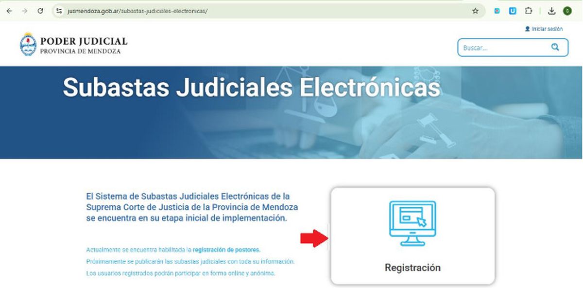 Captura de pantalla del portal de acceso al Sistema de Subastas Judiciales. Captura de pantalla del portal de acceso al Sistema de Subastas Judiciales.