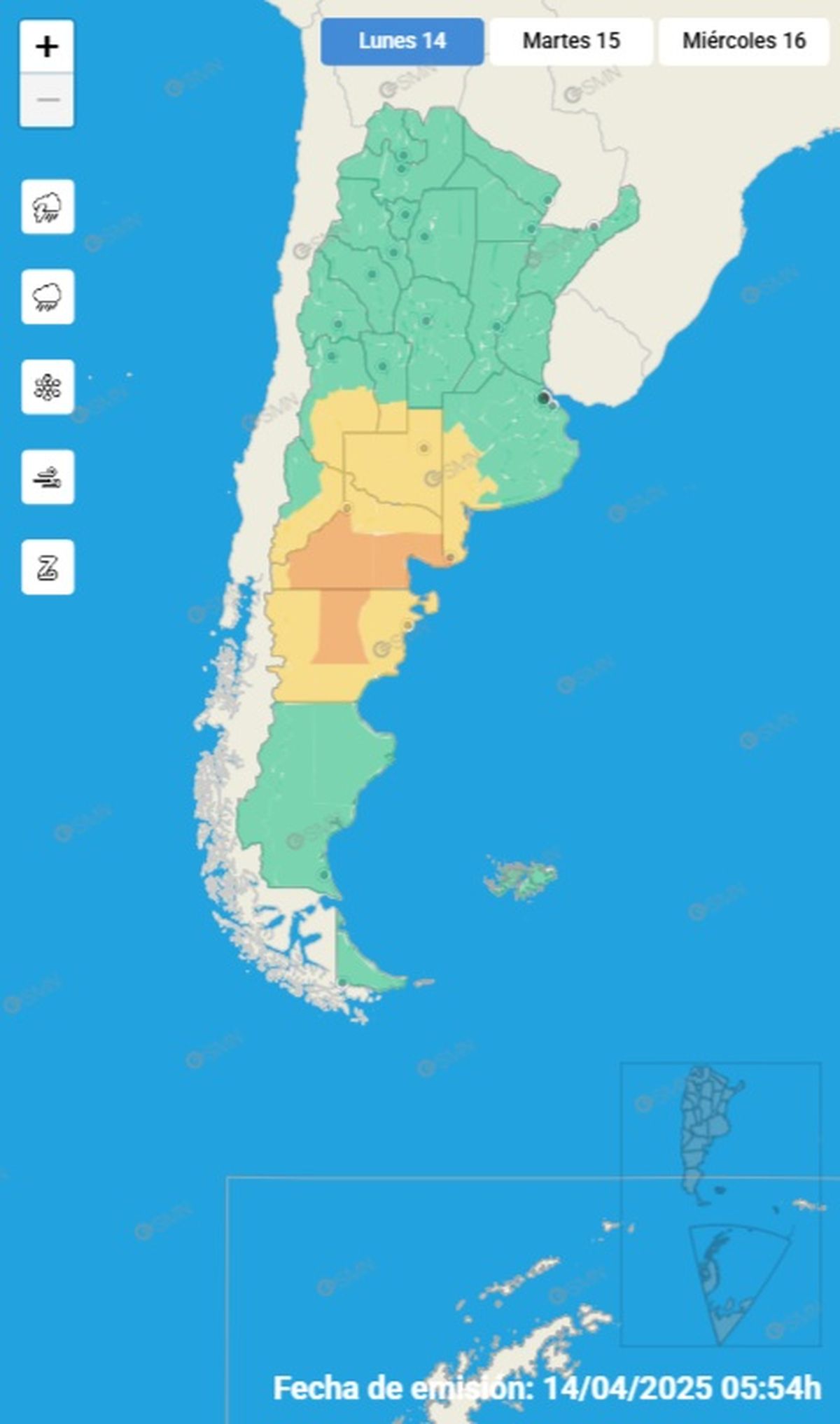 Estas son las únicas en alerta naranja Estas son las únicas en alerta naranja 
