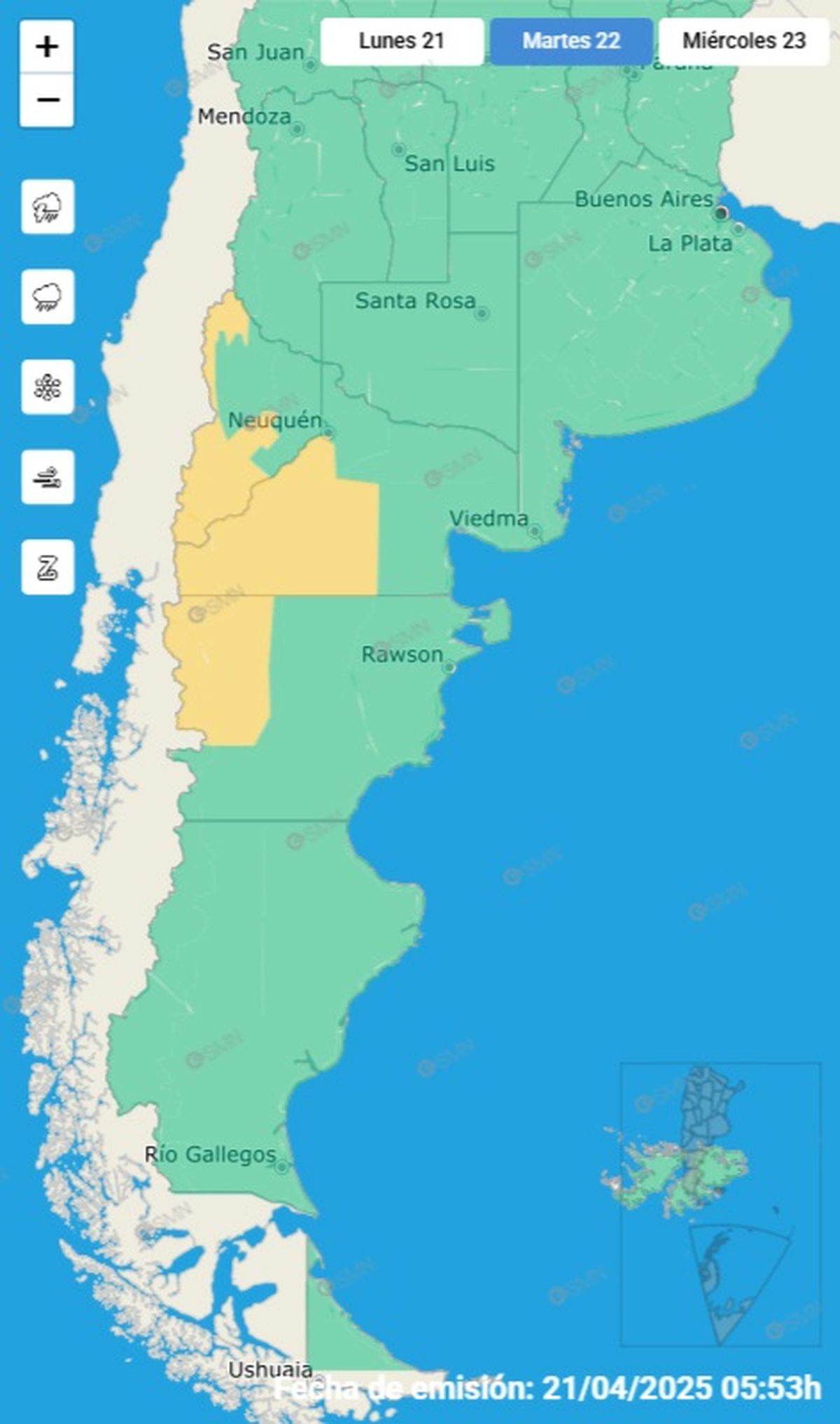 Estas son las provincias en alerta Estas son las provincias en alerta