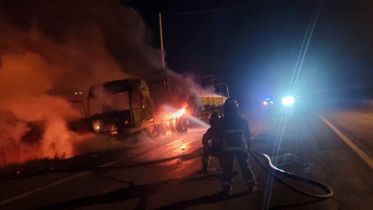 El incendio ocurrió en un camión que circulaba por la Ruta 40 hacia el norte