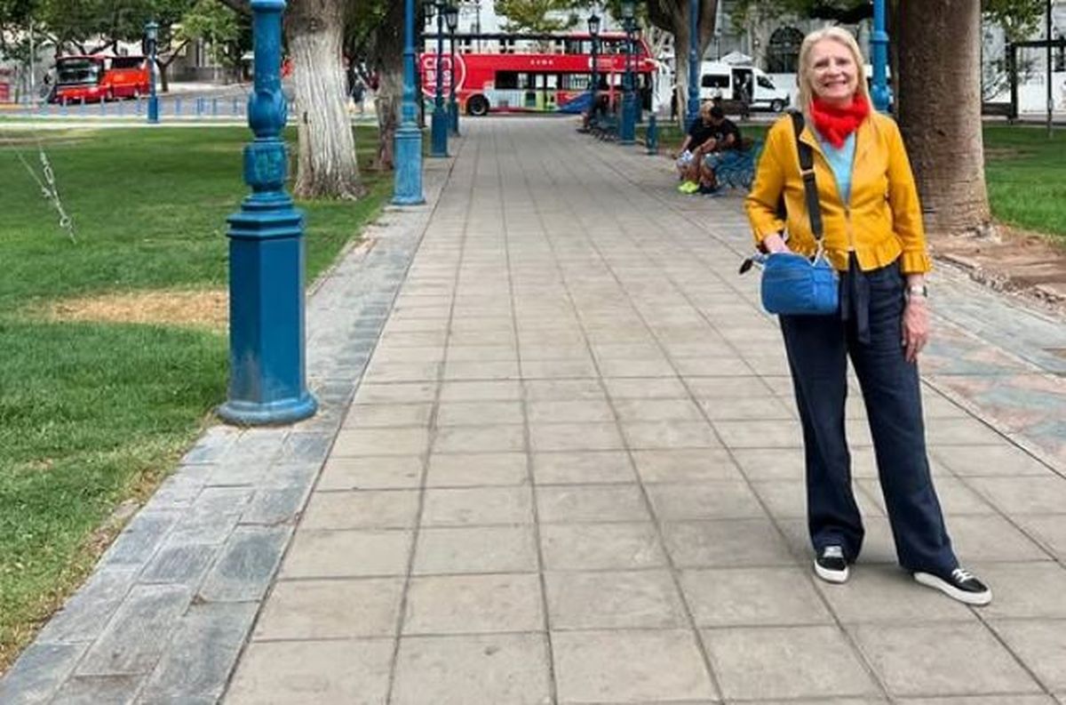Paula Winkler en una visita a Mendoza.