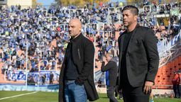Favio Orsi y Sergio Gómez festejaron el triunfo ante Racing.