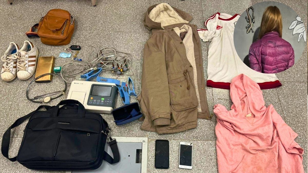 La mechera y los elementos robados que la Policía le secuestró durante un allanamiento en el barrio San Martín, de Ciudad.