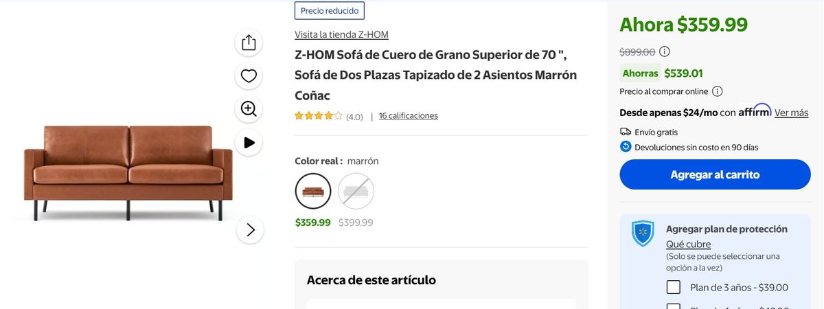 Sofá de oferta en Walmart. Sofá de oferta en Walmart.
