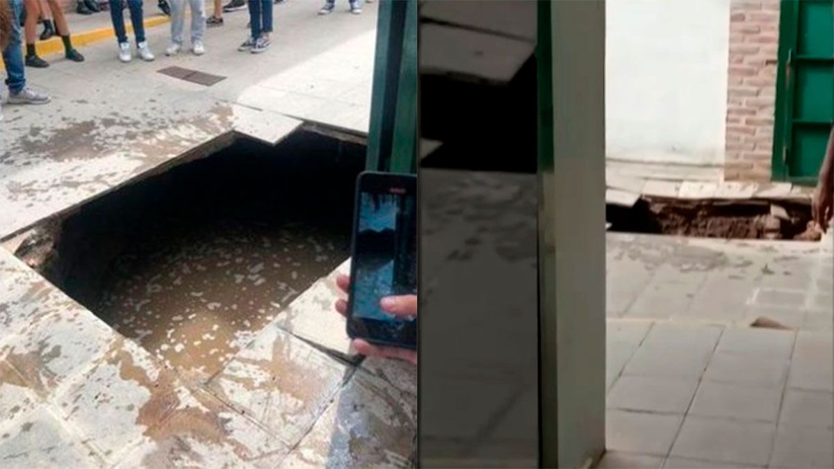 Se hundio el piso del Instituto Jóvenes Argentinos de Córdoba y la camara septica se trago a 5 jovenes.