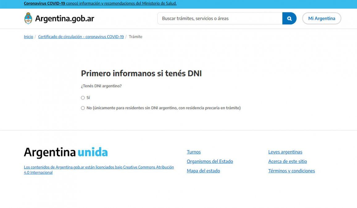 Cuarentena en Argentina: Certificado Único Habilitante para Circulación.