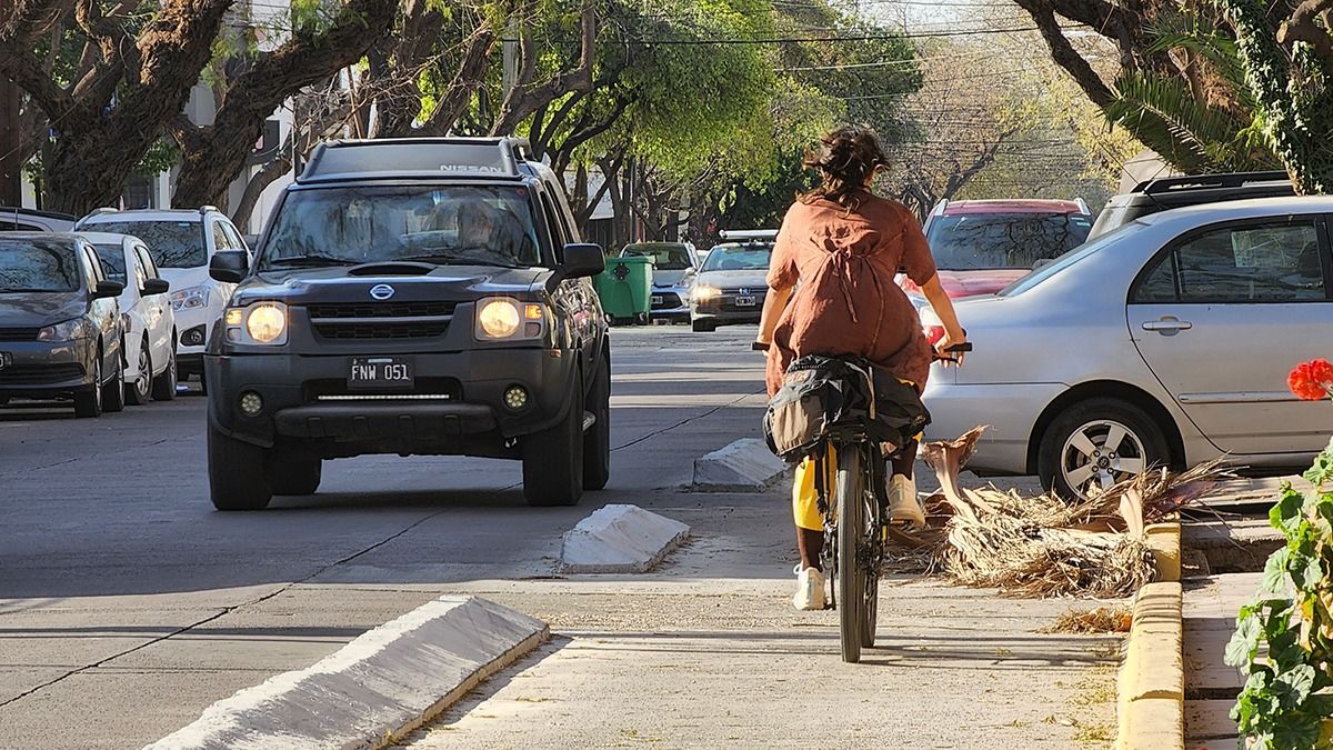 Una de las últimas ciclovías construidas en la ciudad de Mendoza está en calle Martínez de Rozas