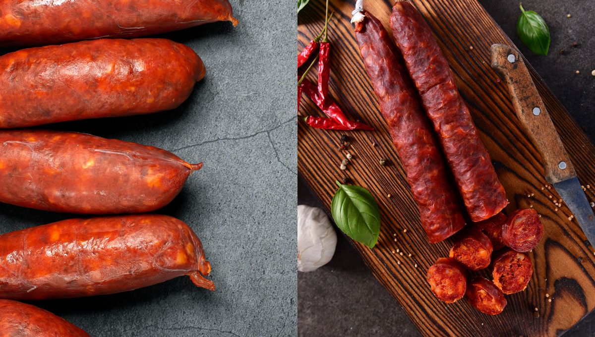 La longaniza es más ligera de sabor, mientras que el chorizo tiene un gusto intenso y un color rojizo La longaniza es más ligera de sabor, mientras que el chorizo tiene un gusto intenso y un color rojizo