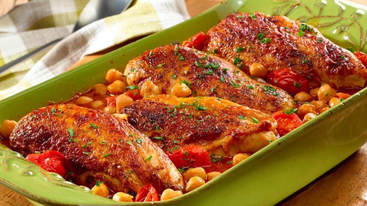 Recetas: pollo mediterráneo con 4 ingredientes y en 25 minutos.