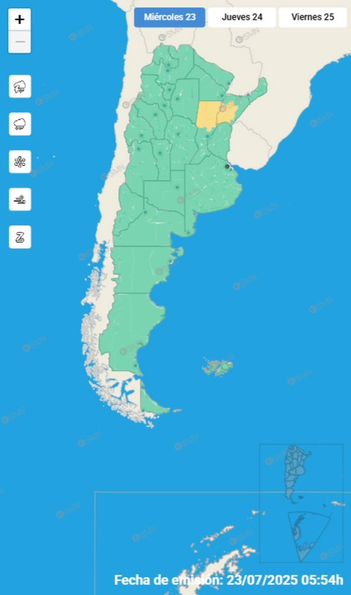 Estas son las provincias afectadas este miércoles Estas son las provincias afectadas este miércoles