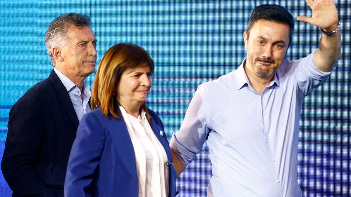 Mauricio Macri, Patricia Bullrich y Luis Petri, quien sonó unas horas como el posible titular de Seguridad.