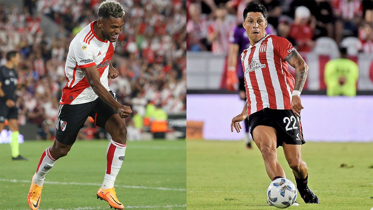 Miguel Borja (River) y Enzo Pérez (Estudiantes).