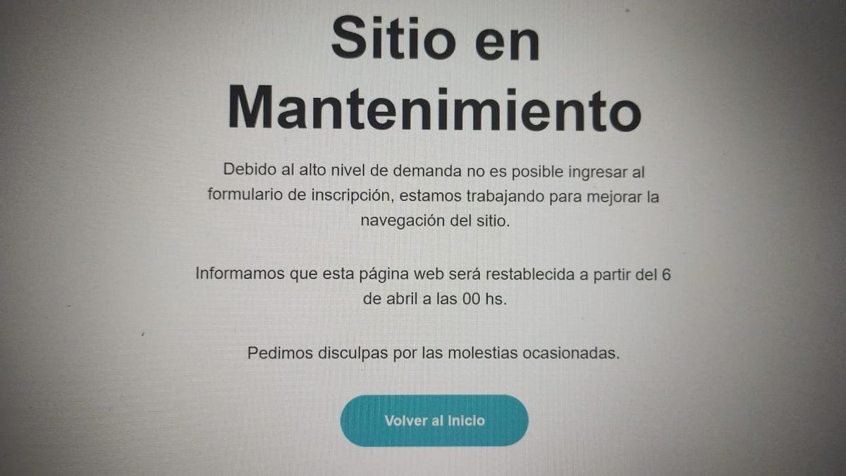 El sitio para acceder a los voucher educativos está caído.