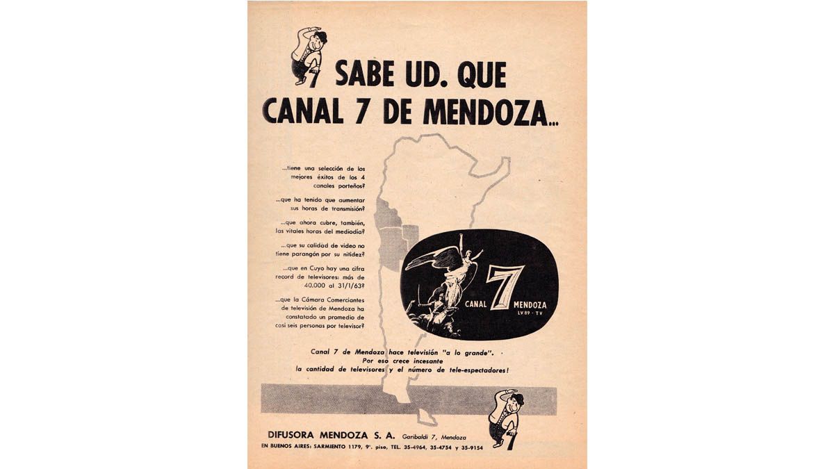 Publicaciones en periódicos mendocinos comentando qué era Canal 7 de Mendoza.