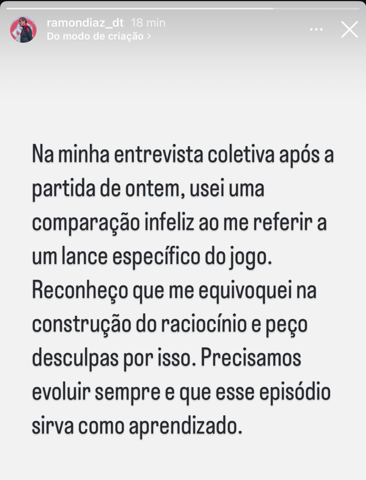 El pedido de disculpas de Ram&oacute;n D&iacute;az.