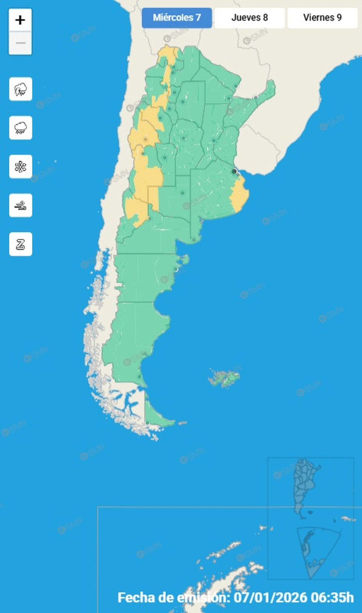 Estas son las provincias en alerta durante tres d&iacute;as