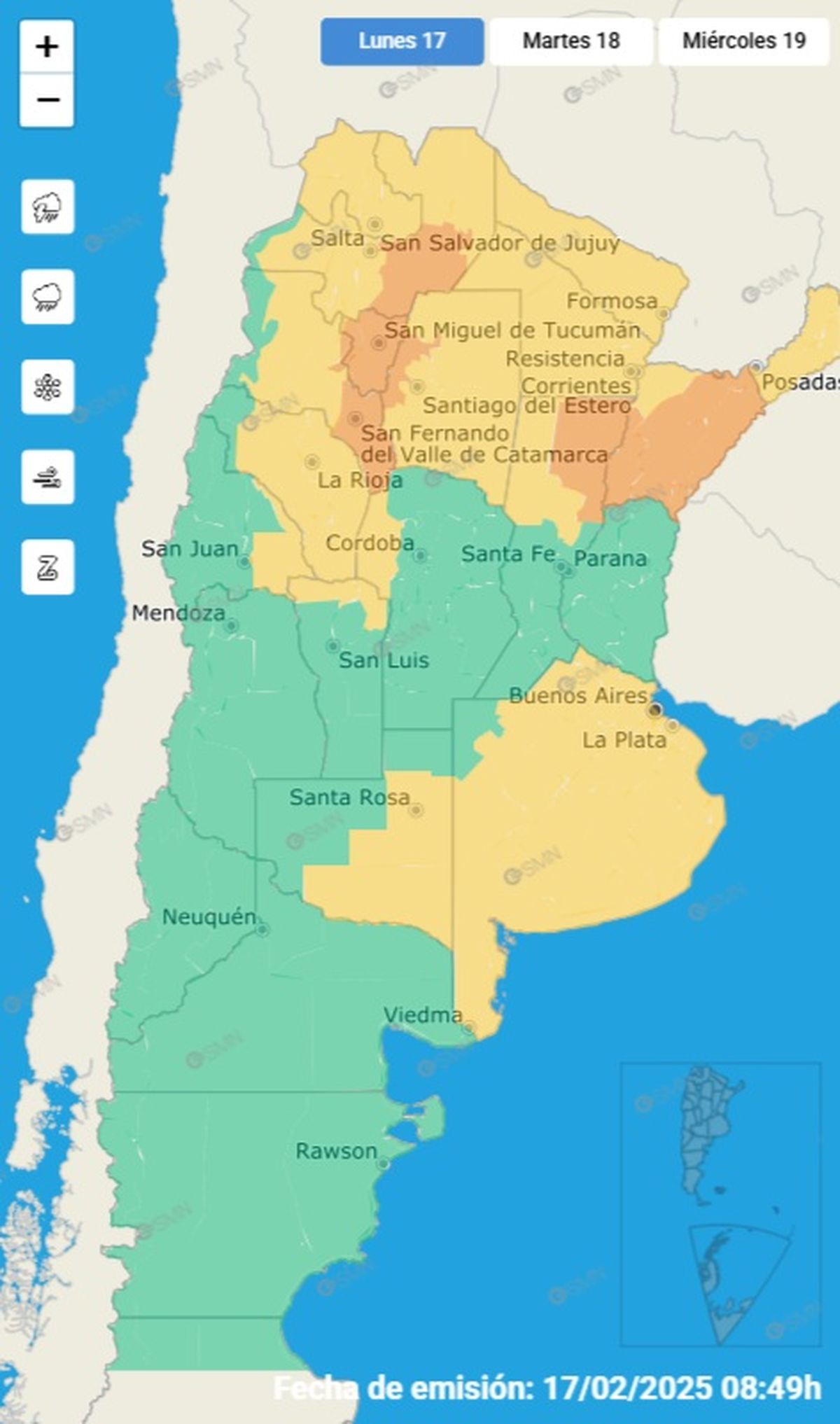 Las demás provincias se encuentran en alerta amarilla Las demás provincias se encuentran en alerta amarilla