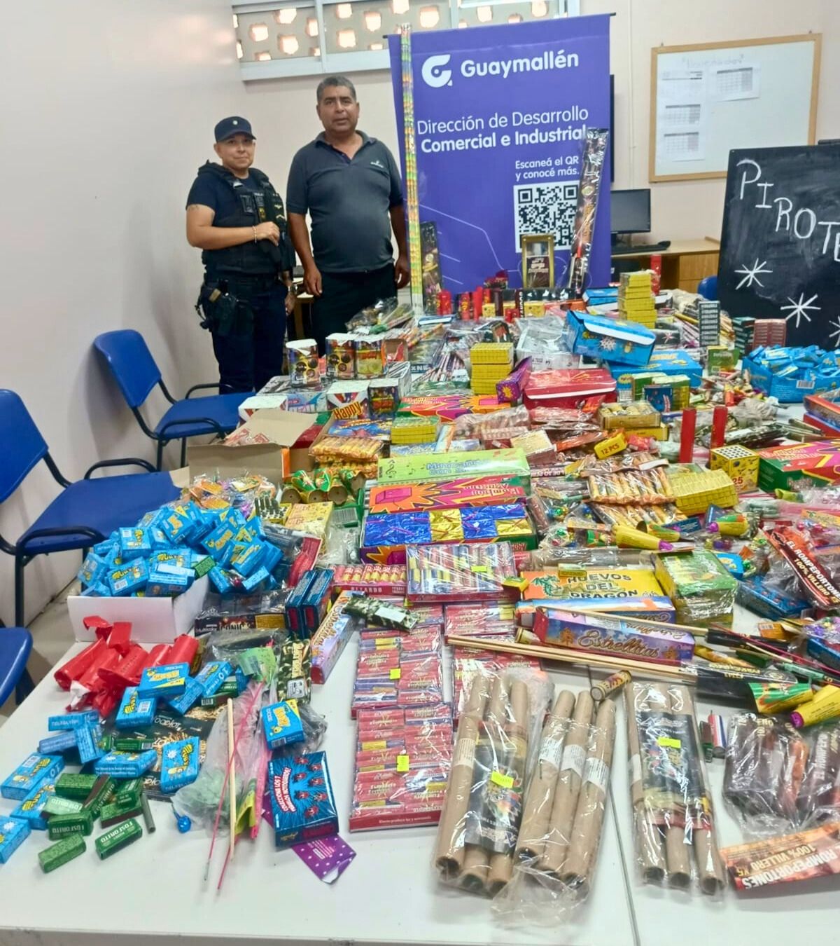 La pirotecnia que secuestr&oacute; el personal de la Comuna de Guaymall&eacute;n.