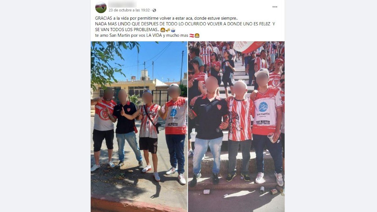 El joven barra del Atlético Club San Martín, tras sobrevivir al ataque armado.
