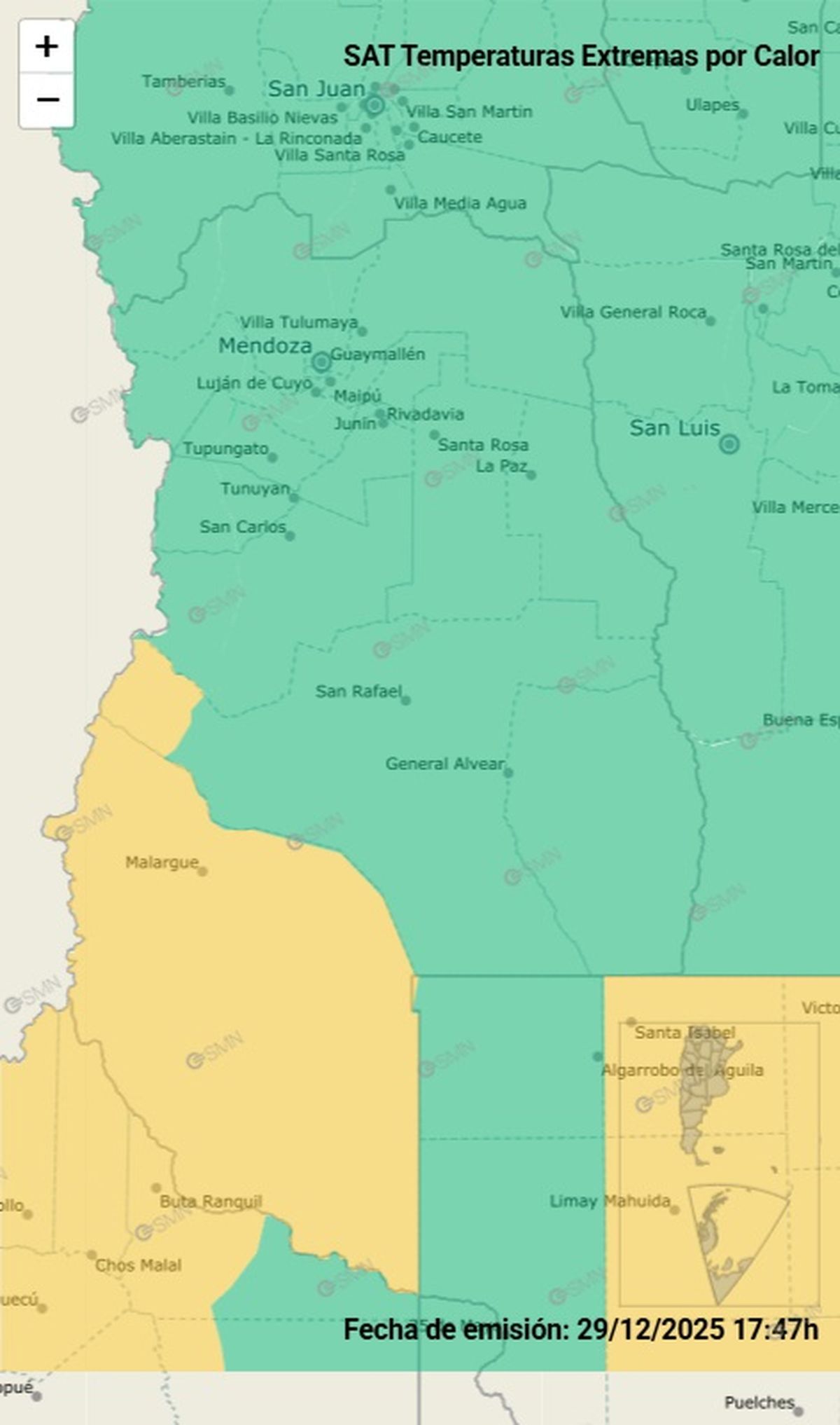 Estos son los departamento en alerta.