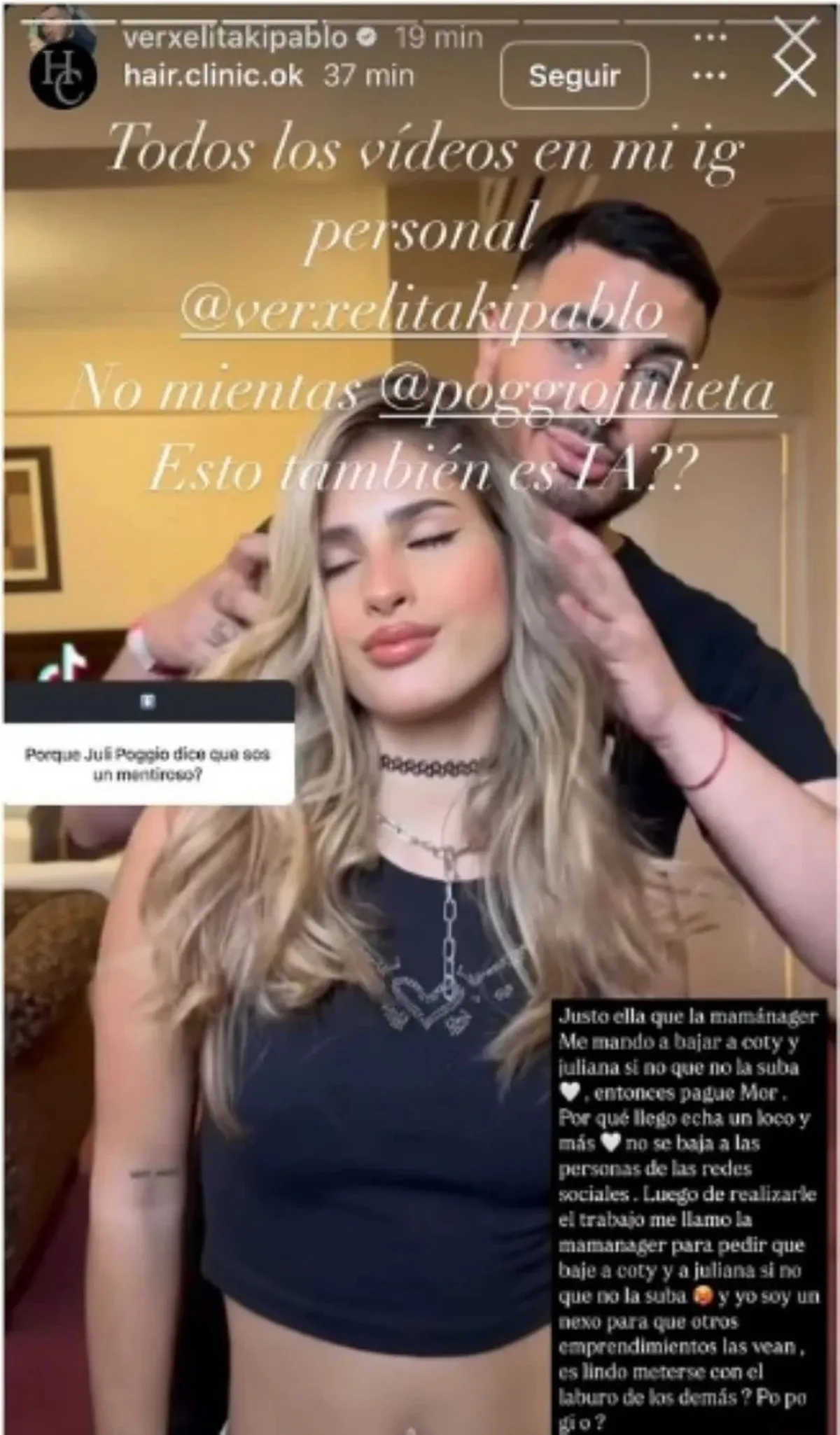 El peluquero de Julieta Poggio la mandó al frente: pidió dejar sin trabajo a dos Gran Hermano. El peluquero de Julieta Poggio la mandó al frente: pidió dejar sin trabajo a dos Gran Hermano.