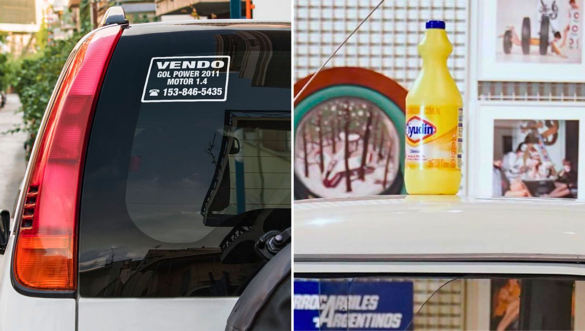 Cuando una persona coloca una botella encima del techo de su coche en Argentina, está diciéndoles a los demás usuarios de la vía que ese vehículo está en venta. Cuando una persona coloca una botella encima del techo de su coche en Argentina, está diciéndoles a los demás usuarios de la vía que ese vehículo está en venta. 