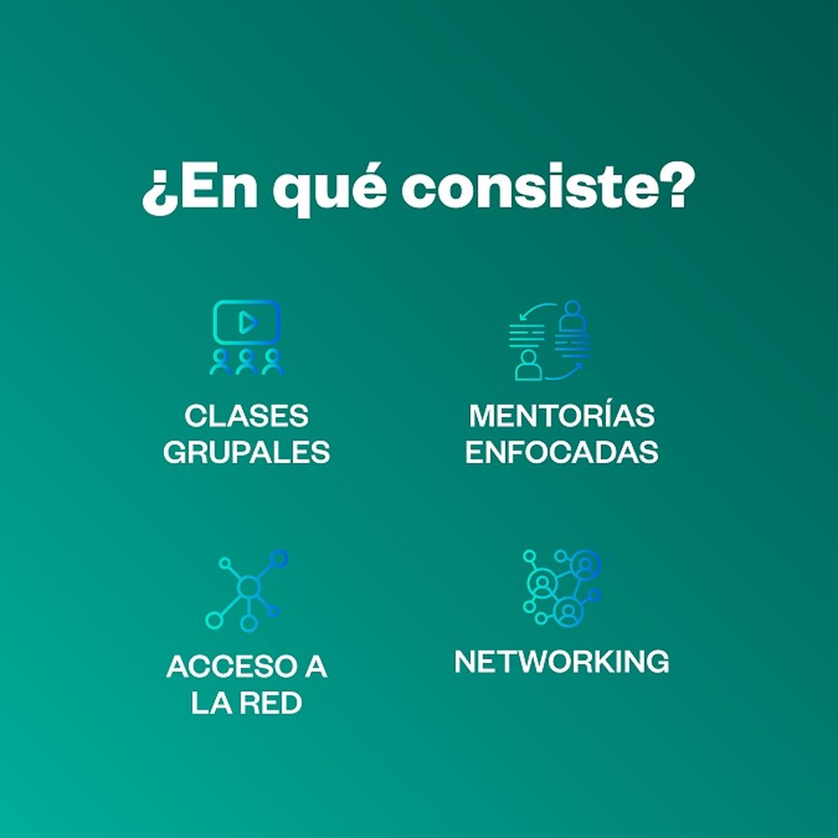 El programa incluirá eventos de networking virtuales y presenciales, generando instancias óptimas para expandir la red de contactos. El programa incluirá eventos de networking virtuales y presenciales, generando instancias óptimas para expandir la red de contactos.