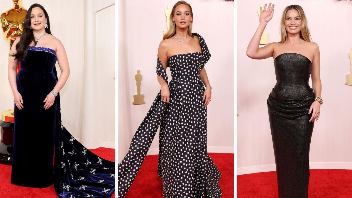 Lily Gladstone, Jennifer Lawrence y Margot Robbie. Lily Gladstone, Jennifer Lawrence y Margot Robbie. 