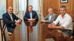 Lule Menem, Diego Santilli, Alfredo Cornejo y Martín Menem, en Casa Rosada.