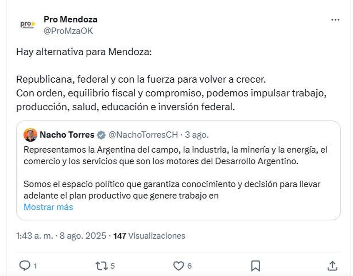 El posteo del PRO tras la confirmación del frente para las elecciones de octubre. El posteo del PRO tras la confirmación del frente para las elecciones de octubre.