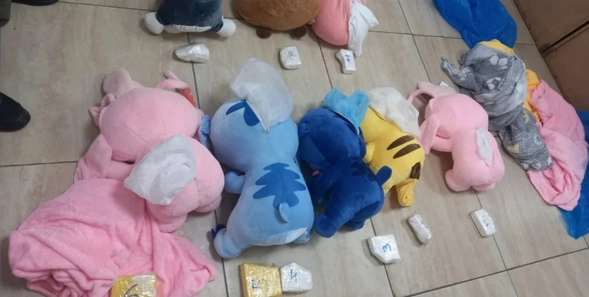 Operación Peluche Blanco: una mujer llevaba 3 kilos de cocaína en el interior de varios peluches