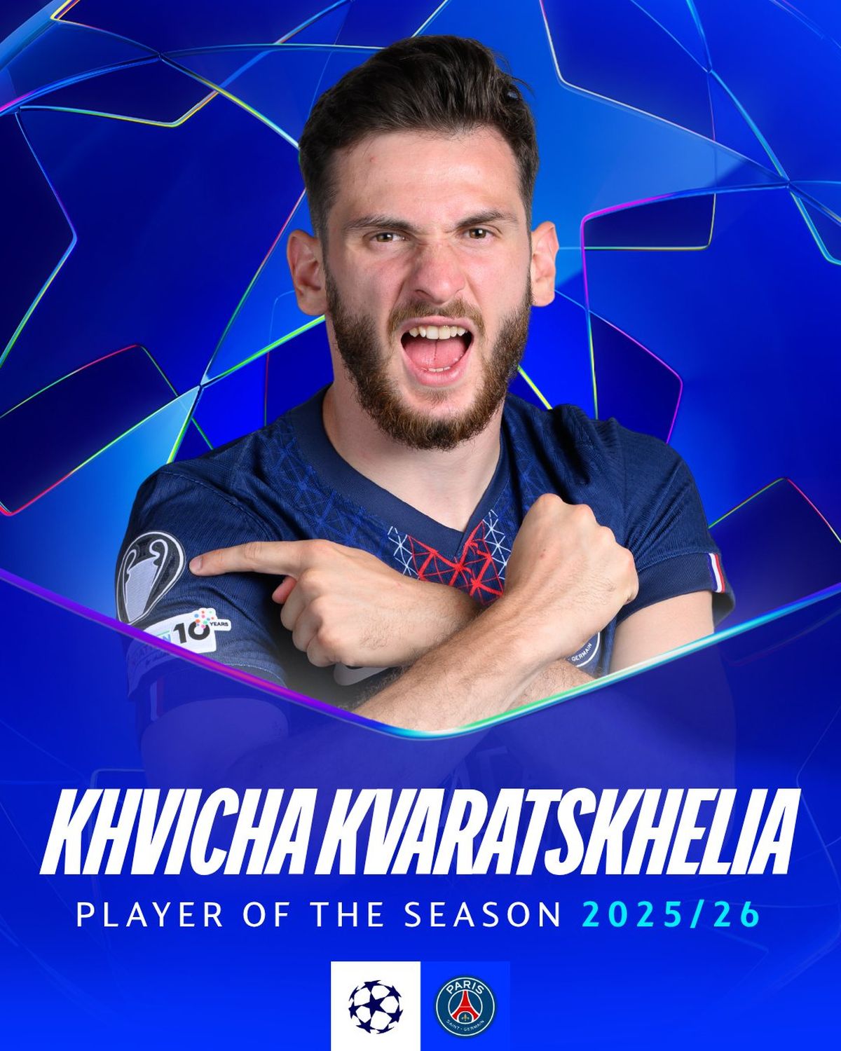 Khvicha Kvaratskhelia fue elegido como el mejor jugador de la Champions League.