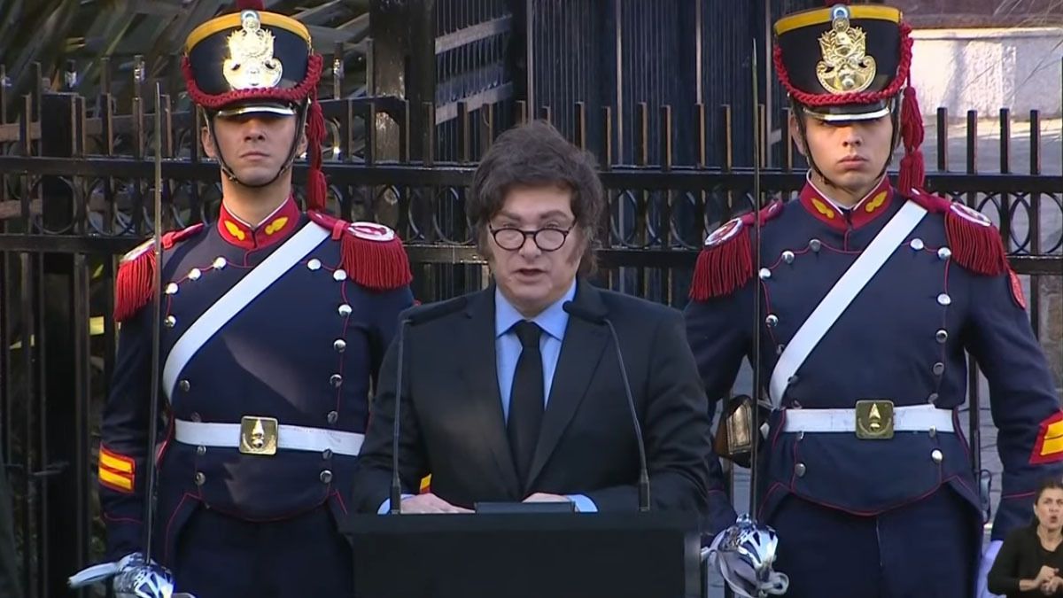 Javier Milei en el acto el Día del Veterano y de los Caídos en la Guerra de Malvinas.
