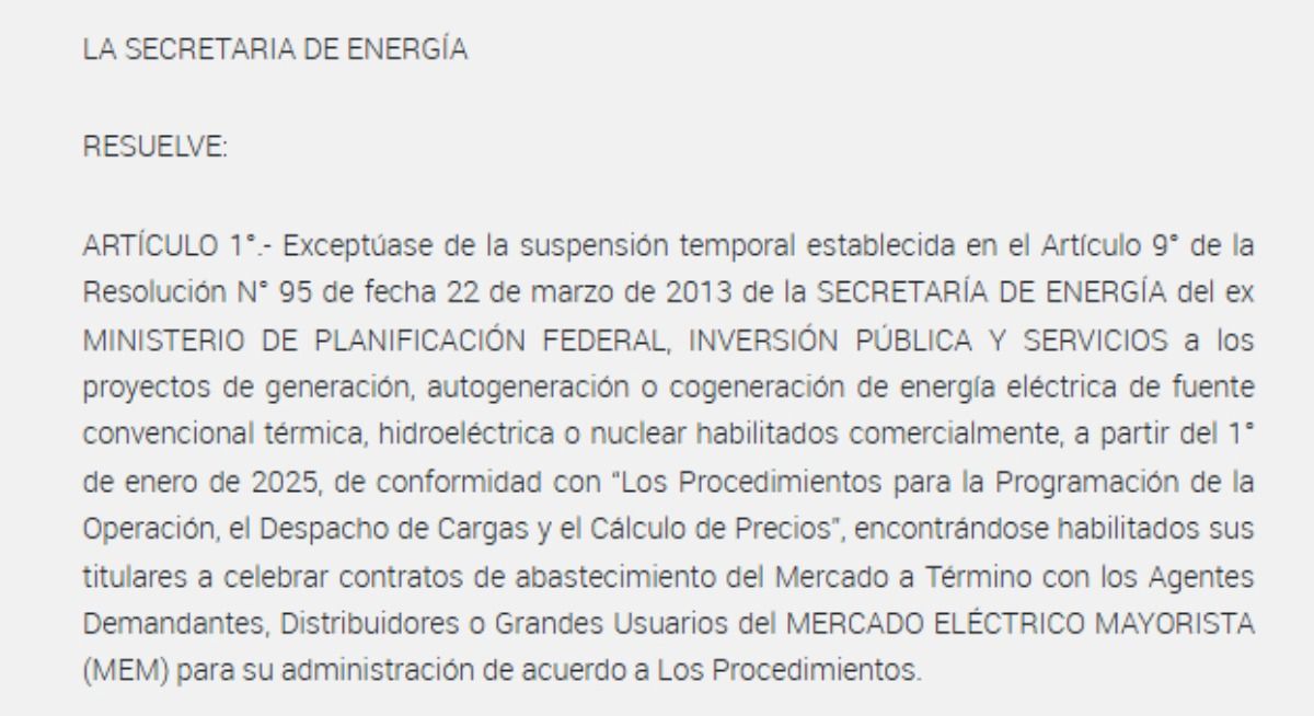 Fragmento de la resolución que emitió el gobierno de Javier Milei. Fragmento de la resolución que emitió el gobierno de Javier Milei.