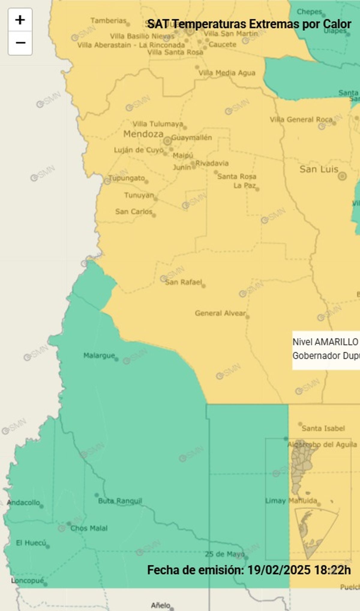 Casi todo Mendoza se encuentra en alerta amarilla Casi todo Mendoza se encuentra en alerta amarilla