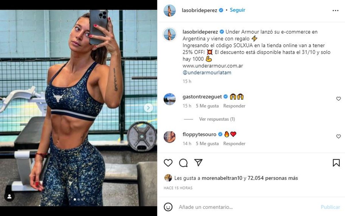 Los followers de Sol Pérez le destacaron lo trabajado de su cuerpo.