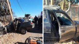 Accidente fatal en Rivadavia: una mujer chocó su auto contra un poste de luz y murió. Imágenes Prensa ministerio de Seguridad 