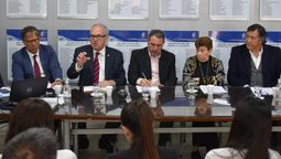 Alejandro Pérez Hualde, ex juez de la Suprema Corte de Justicia, tiene la palabra en la mesa de exposiciones sobre el proyecto de reforma.