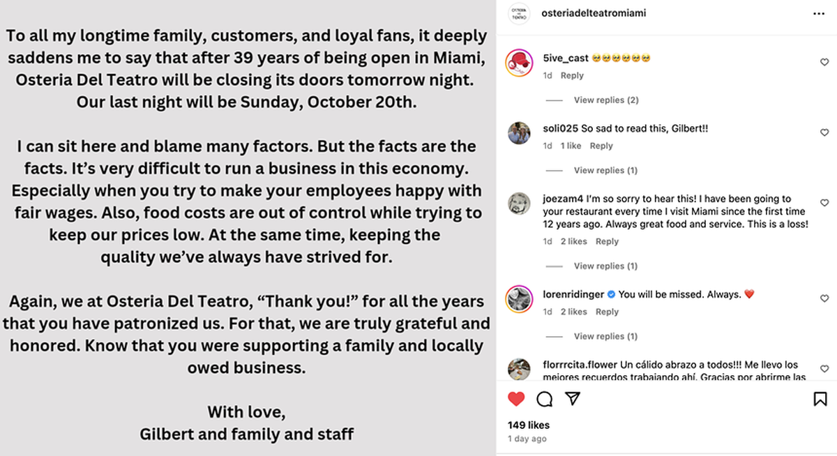 Debido a problemas económicos, el restaurante tuvo que llegar a su fin. Debido a problemas económicos, el restaurante tuvo que llegar a su fin.