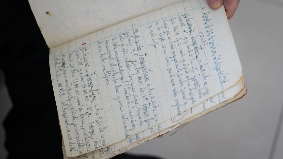 La primera anotación del estado del tiempo de Federico Norte cuando tenía 11 años y vivía en San Luis. La primera anotación del estado del tiempo de Federico Norte cuando tenía 11 años y vivía en San Luis.